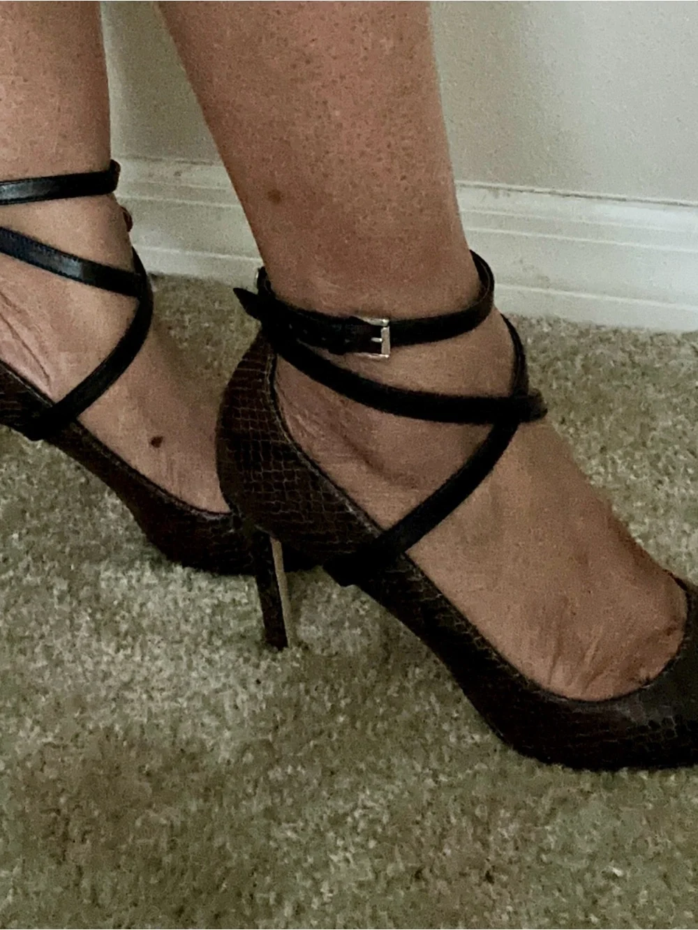 Michael Kors Brown Snake-Embossed Pointed-Toe Stiletto Heels